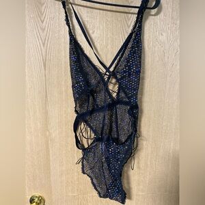 Savage X Fenty Black and blue teddy Mesh 1X